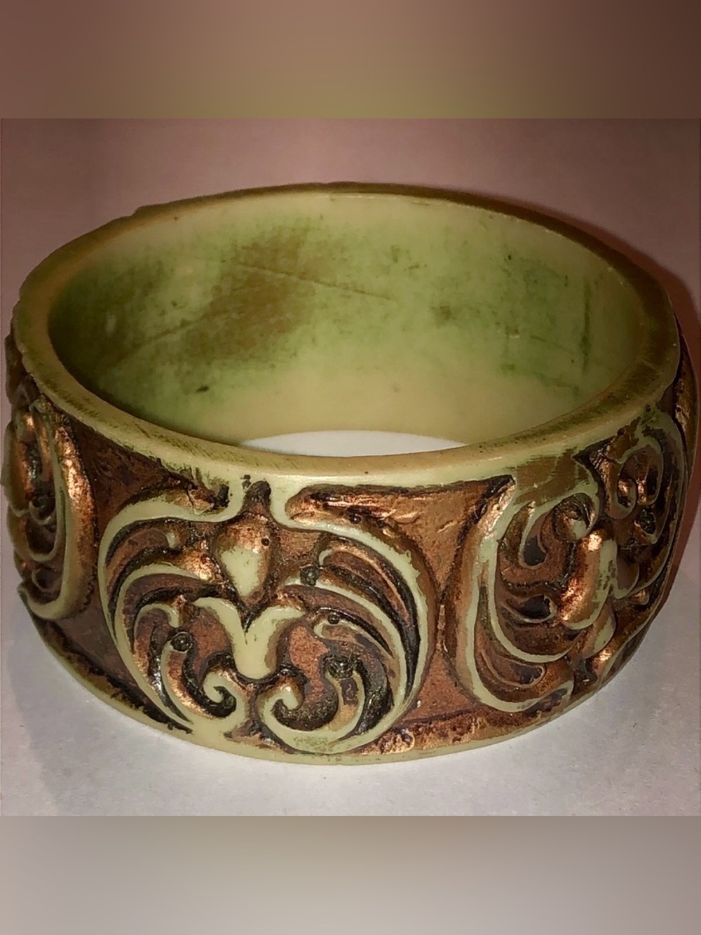 BANGLE BRACELET | Vintage Boho Aged Bronze Chunky Style | Neutral Tones | Unisex - Picture 3 of 12